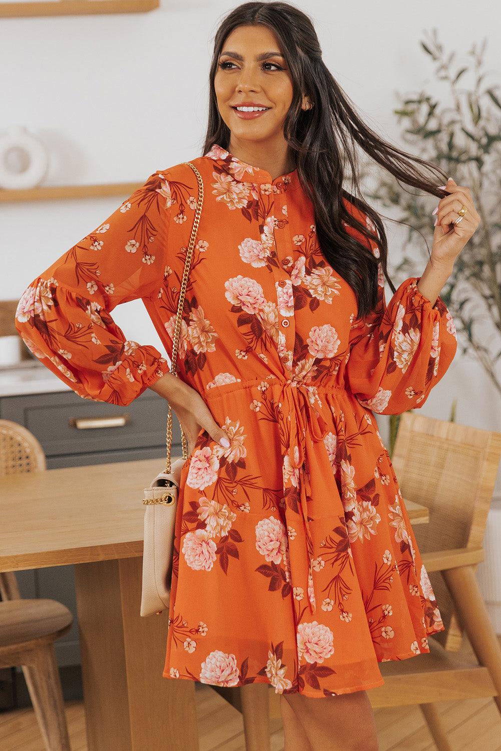 Vintage Drawstring Flowy Dress Mini Dresses MyDresses 