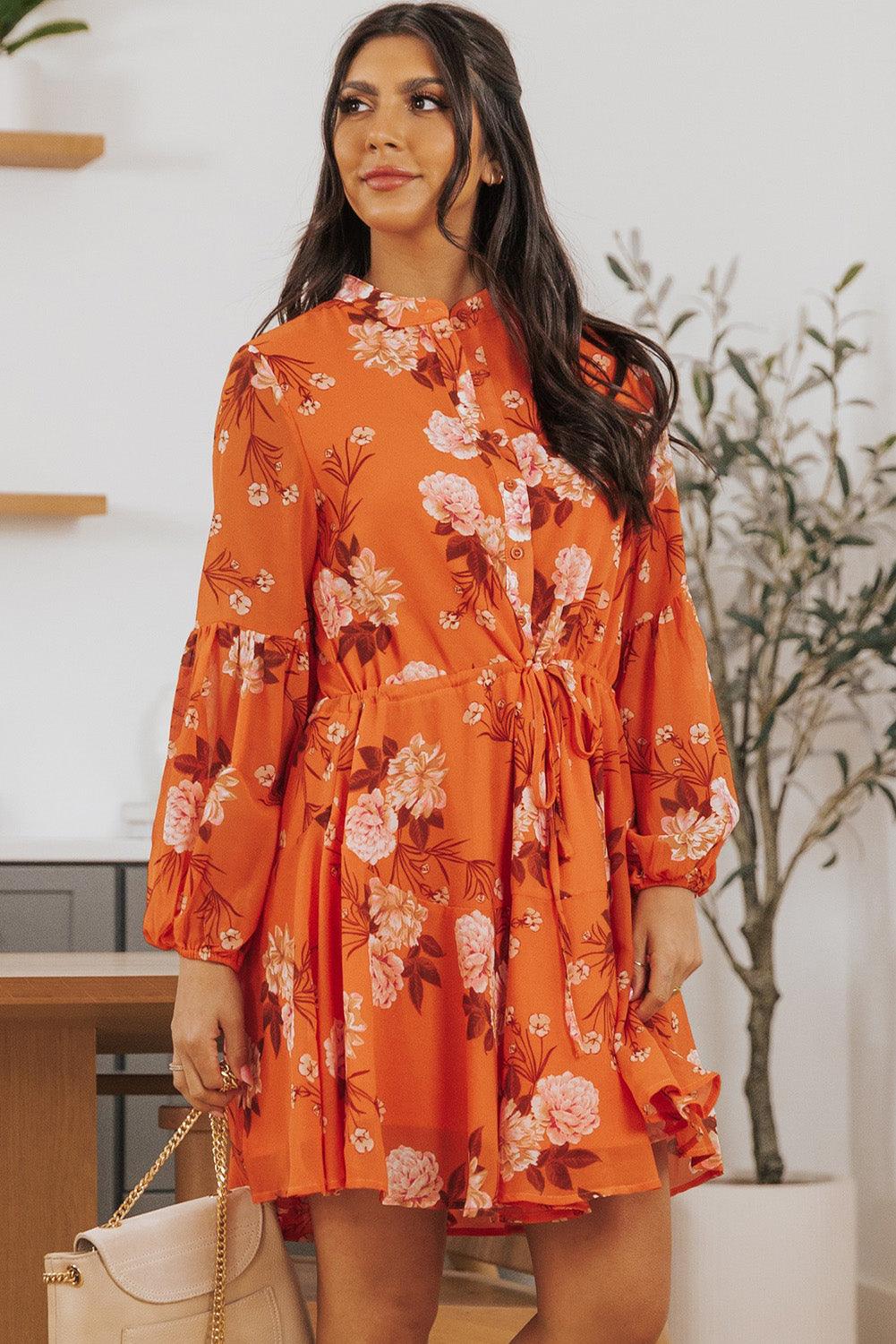 Vintage Drawstring Flowy Dress Mini Dresses MyDresses 